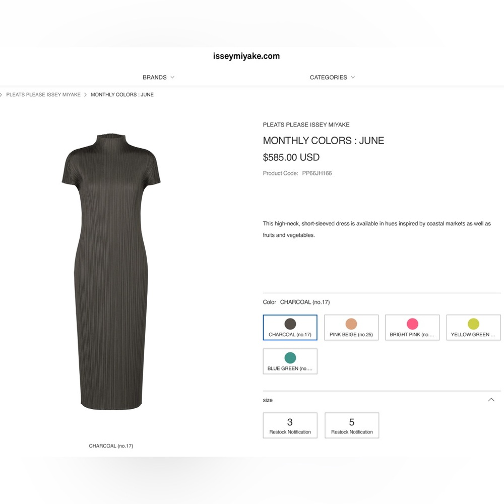 Pleats Please Issey Miyake Monthly Dress